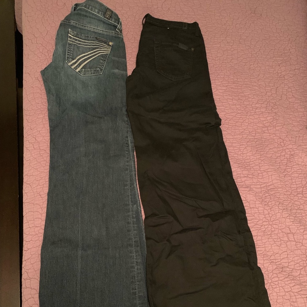 2 pair of 7 For All Mankind wide leg jeans